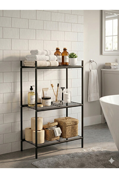 Minimal Home Raft organizator de baie din metal cu 3 niveluri - Raft multifun...