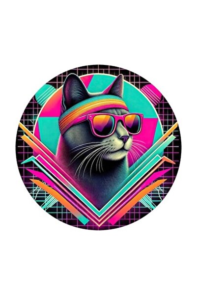 OEM Autocolant decorativ, Pisică, Retro, Multicolor