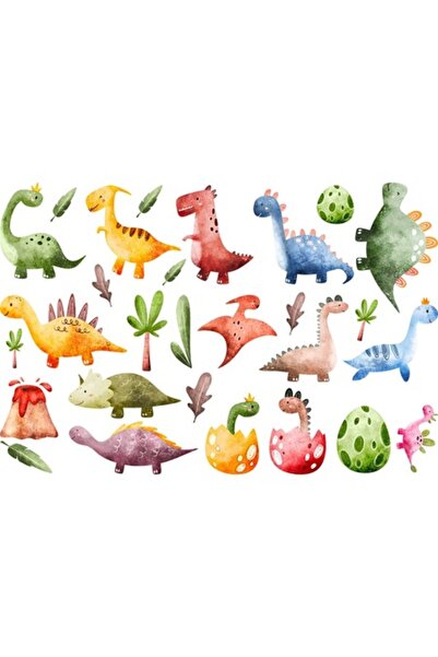 OEM Διακοσμητικό αυτοκόλλητο, Δεινόσαυροι, Φύλλα, Δέντρο, Ηφαίστειο