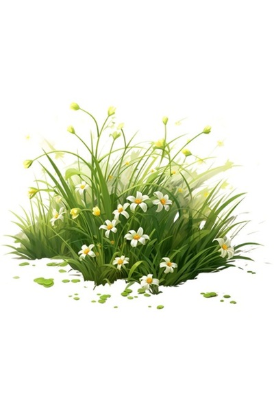 OEM Autocolant decorativ, iarbă cu flori, verde