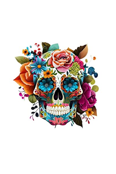 BV Autocolant decorativ, craniu de zahăr, multicolor, 64 cm