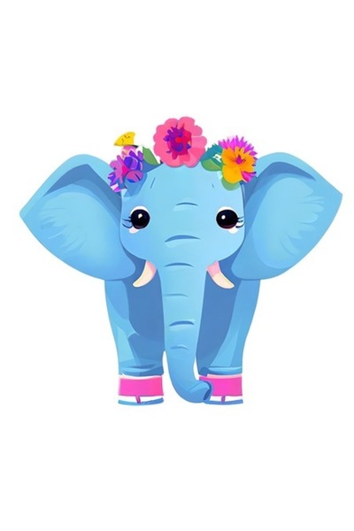 OEM Декоративен стикер, Слон, Син, 66 см
