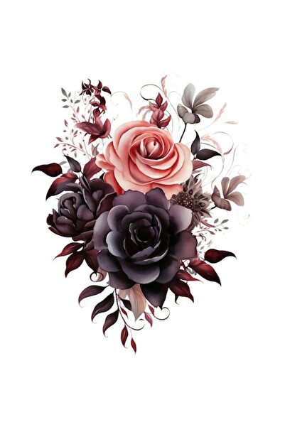 OEM Διακοσμητικό αυτοκόλλητο, τριαντάφυλλα, μαύρο