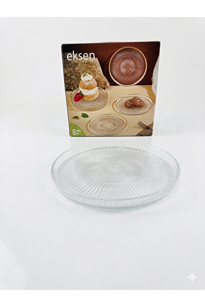 Eksen Çizgi Desenli Dik Kenarlı 16 cm Servis Tabağı 6'lı Set