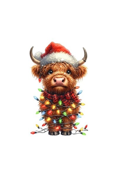 OEM Διακοσμητικό αυτοκόλλητο, Χριστούγεννα, Αγελάδα, Πολύχρωμο