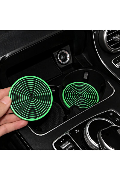 Çiçek Antalya حامل أكواب دائري منقوش أخضر 2 قطعة