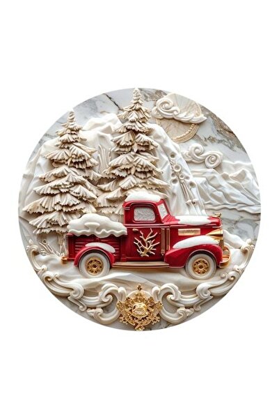 OEM Autocolant decorativ, Crăciun, Tractor, Roșu