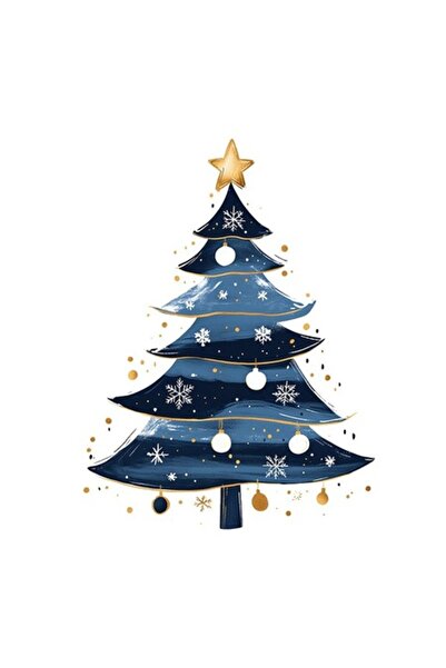 OEM Декоративен стикер, Коледа, Дърво, Синьо