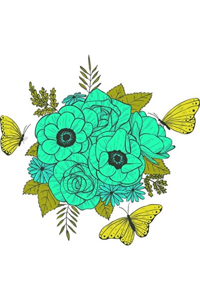 OEM Decorative Sticker, Flower Bouquet, Turquoise Pearlescent