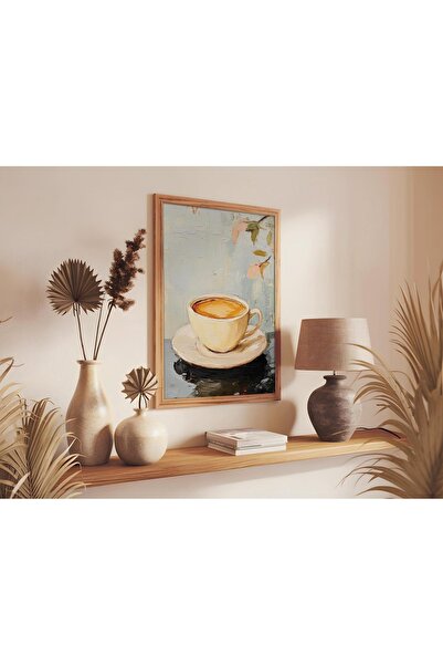 Tuba Decor Tablou cappichino cu ramă dintr-o singură bucată din lemn