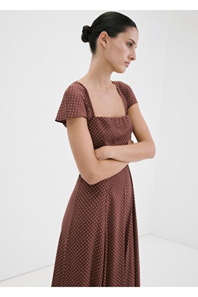 MANGO Woman Puantiye desenli evaze elbise