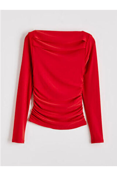 LC Waikiki بلوزة M1 SEZON حمراء منسدل بياقة مطوية