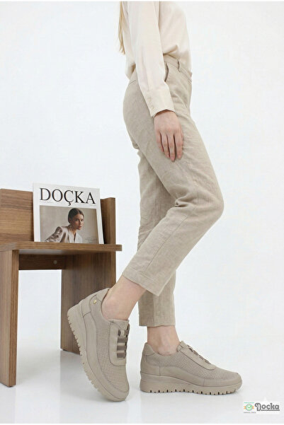 Mammamia Kadın Ortopedik Hakiki Deri Spor Tarz Günlük Dolgu Topuk Ayakkabı M2...