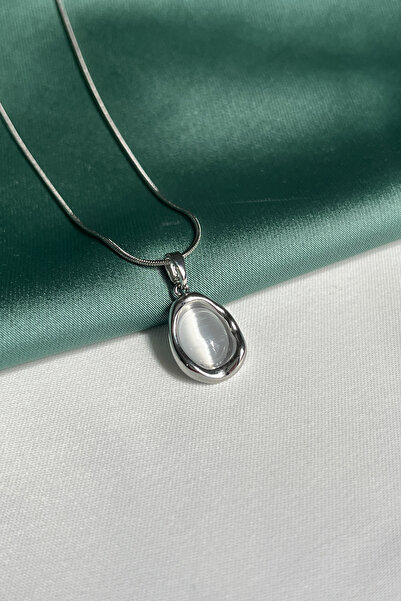 Berilya Aksesuar قلادة أوبال مرصّع بالأحجار من الفولاذ غير المتماثل