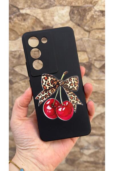 Vip Case Vivo V30 Lite Compatible Cherry Bow Leopard Printed Pack Silicone Sh...
