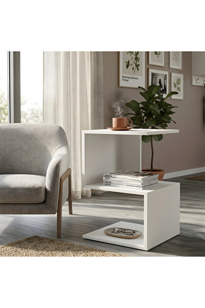 Ysf Ravoni Home Premium MDF Z-Form Modern Yan Sehpa - 60 cm Tasarım Komodin v...