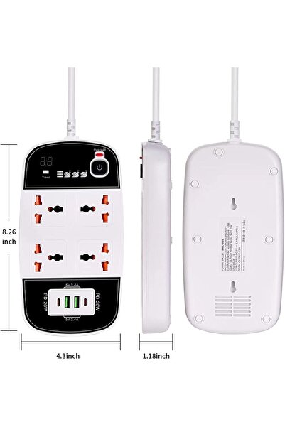 Primo "Four-port power strip with two USB Type-C ports with PD and QC3.0 fast...