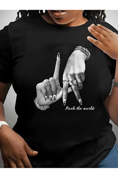 gencerco Μπλουζάκι Premium Oversize με στάμπα Rock The World