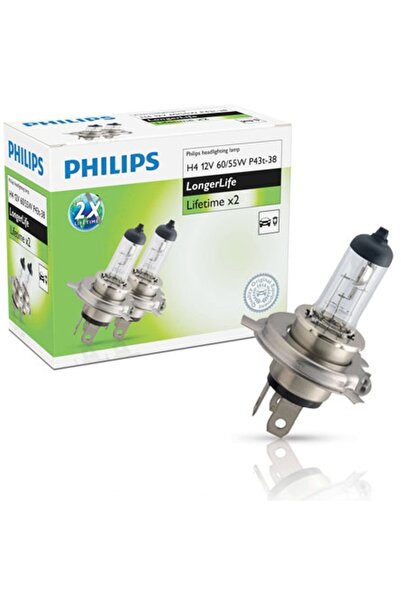 Philips Set de 2 becuri halogene Longlife EcoVision H4 60/55W 12V 12342ELC2 p...