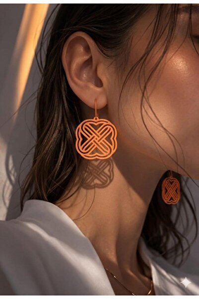 Onflow أقراط ليو أورانج منقوش – تصميم زخرفي عصري