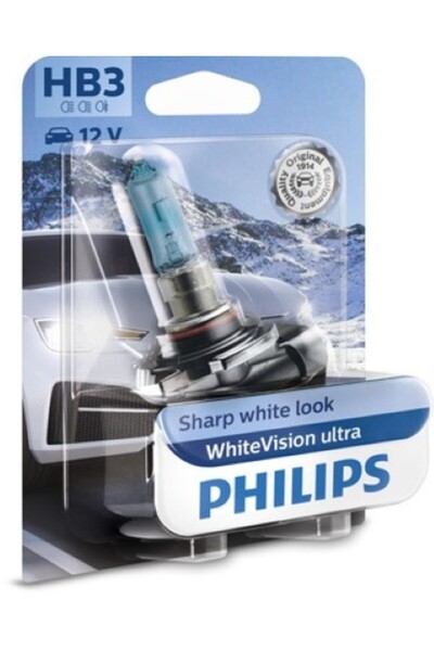 Philips Bec auto cu halogen White Vision Ultra HB3 65W 12V 9005WVUB1