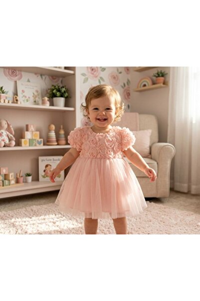 Luna Kids Store Rosa Güllü Bow Detail Dress