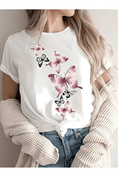 gencerco Μπλουζάκι Premium Oversize με στάμπα ροζ καρδιάς