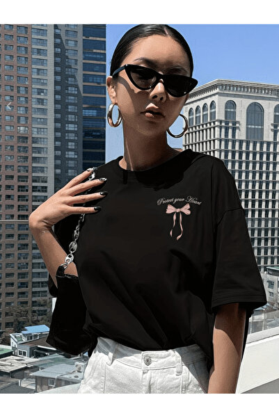 gencerco تي شيرت ميني بينك ريبيل مطبوع بريميوم كبير الحجم