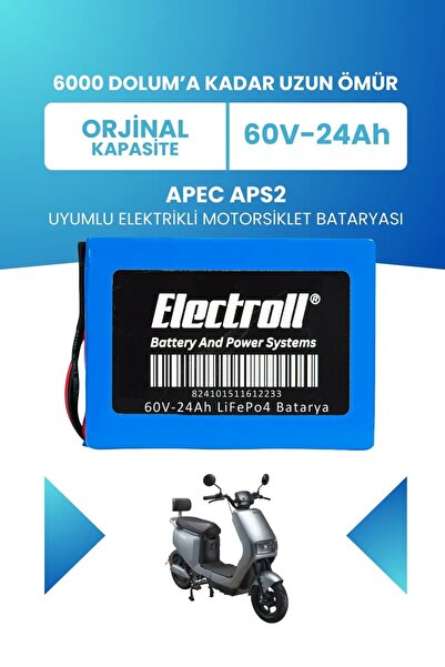 ELECTROLL Apec APS2 Uyumlu Batarya (Standart Kapasite) LiFePO4 60V 24Ah Elekt...