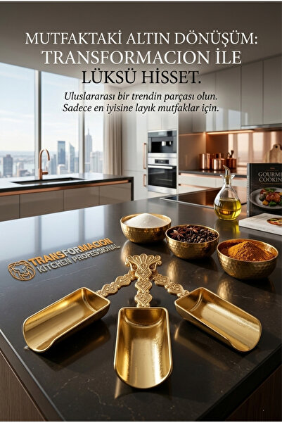 HomeCare 3-Piece Luxury Gold Zamak Measuring and Spice Spoon Set - Special De...