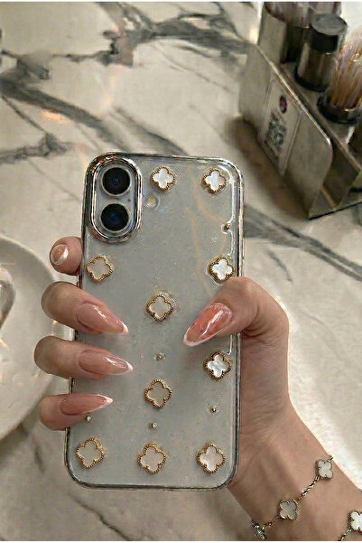 KaffCase 5 Colors Clover Stone Glittery Transparent iPhone 16 Compatible Phon...