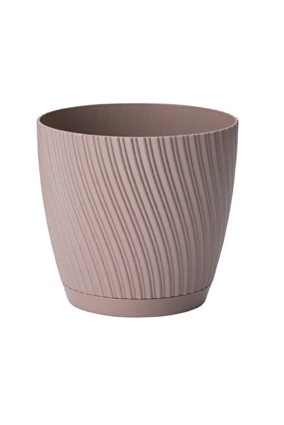 OEM Ghiveci flori Mika, cu farfurie, plastic, Ø 19 cm, gri