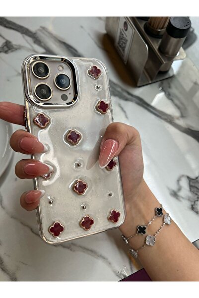 KaffCase 5 Colors Clover Stone Glittery Transparent iPhone 16 Pro Max Compati...