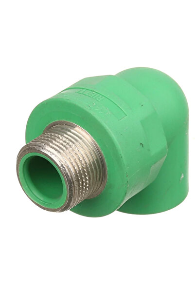 OEM Cot teava PPR, 90 grade, filet exterior, Ø 25 mm x 3/4', PN25, verde