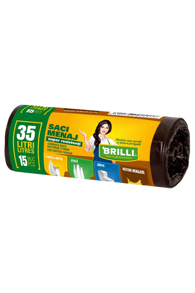 OEM Σακούλες καθαρισμού LDPE 35 L x 15 τεμάχια, Brilli, καφέ