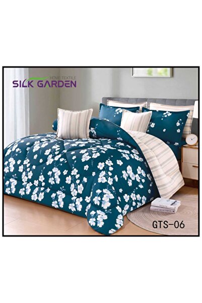 silk طقم مفرش نفرين صيفي مشجر ملكي 8 قطع مقاس اللحاف 220*240 سم