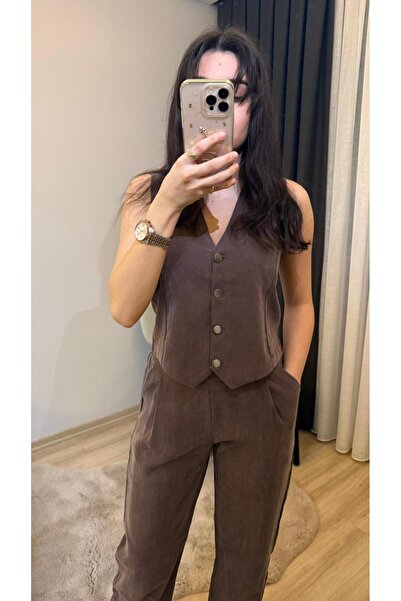 thegiba.co Tensel Kumaş Yelekli Pantolon Takım