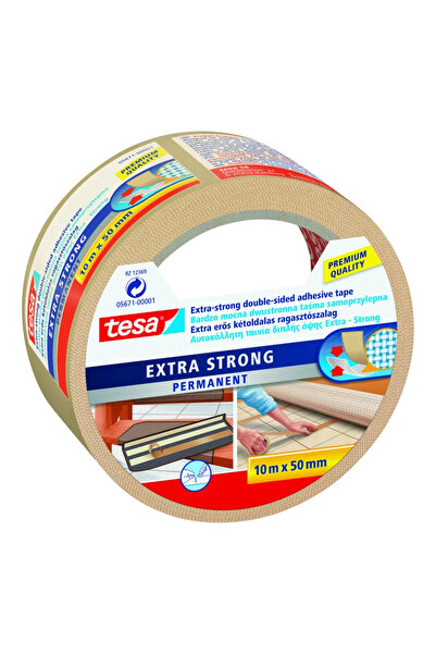 OEM Tesa Extra Strong double-sided adhesive tape, 50 mm x 10 m, beige