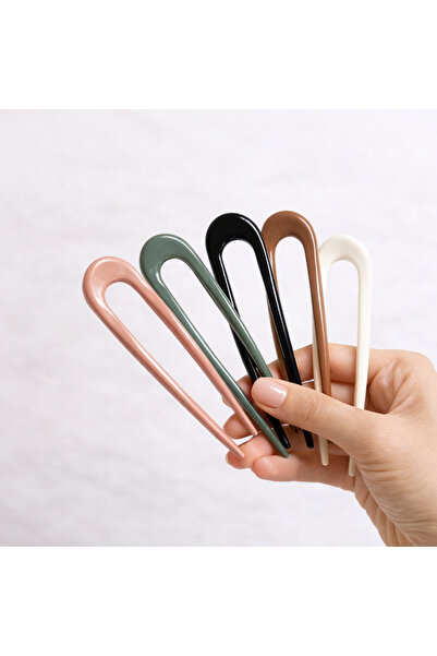 AYMETA Minimal U Şekilli Topuz Tokası Saç Sabitleyici Kadın Saç Tokası 5 Adet