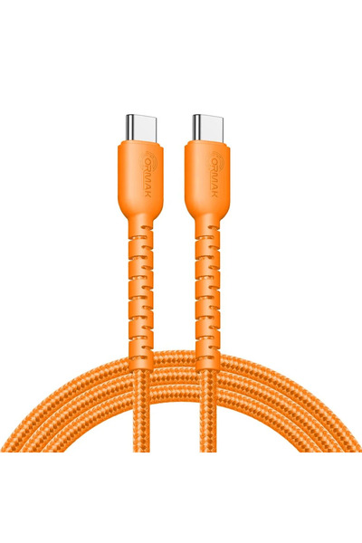 ormak كيبل مظفر شحن سريع 60 وات Typ-c اورماك برتقالي 1متر شحن سريع مع تصميم م...