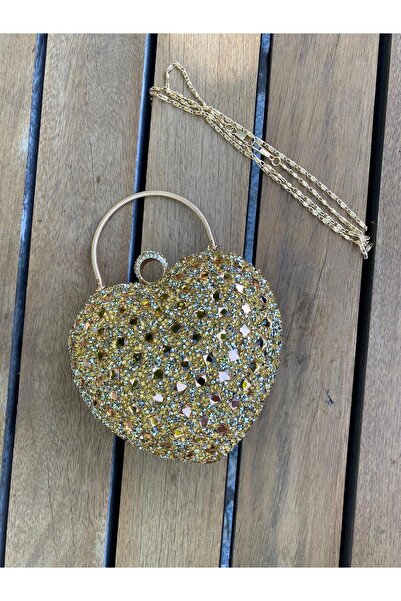 H&D COLLECTİON Crystal Heart Look Evening Dress Bag
