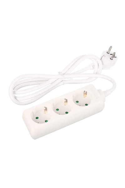 OEM Well extension cord, IP20, 3 sockets, 3 x 1.5 mmp, 3680 W, 1.5 meters, white