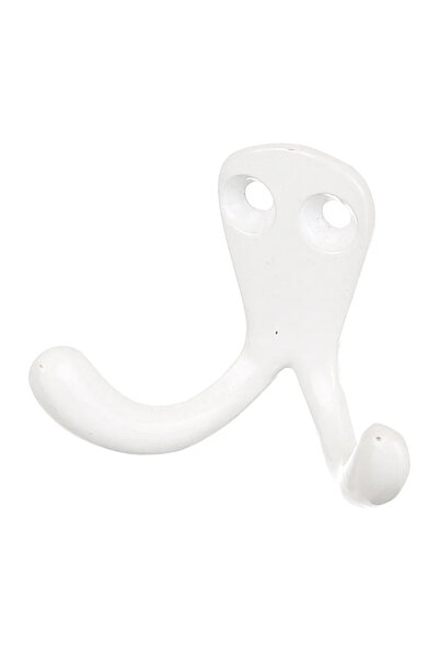 OEM Cuier perete, o agatatoare dubla, metal, 4 cm, alb