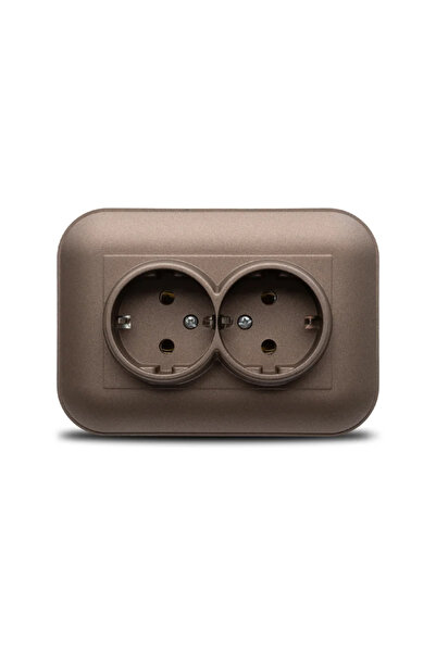 OEM Ovivo Loft double schuko socket, classic, IP20, mocha brown