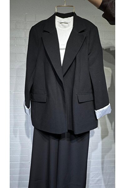 BKcollectioonn Çizgili Astarlı Ham Keten Blazer Ceket