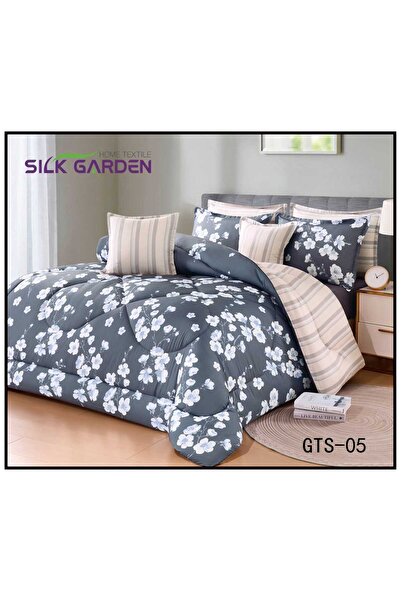 silk طقم مفرش نفرين صيفي مشجر ملكي 8 قطع مقاس اللحاف 220*240 سم