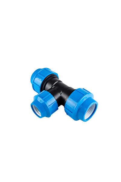 OEM Teu compresiune pentru teava PEID, Ø 40/32/40 mm, negru/albastru