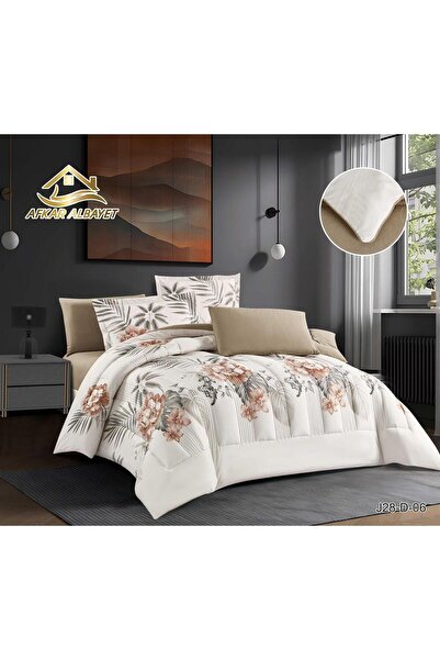 Afkar Albayet Double bedsheet set, 6 pieces, floral pattern, high-quality ind...