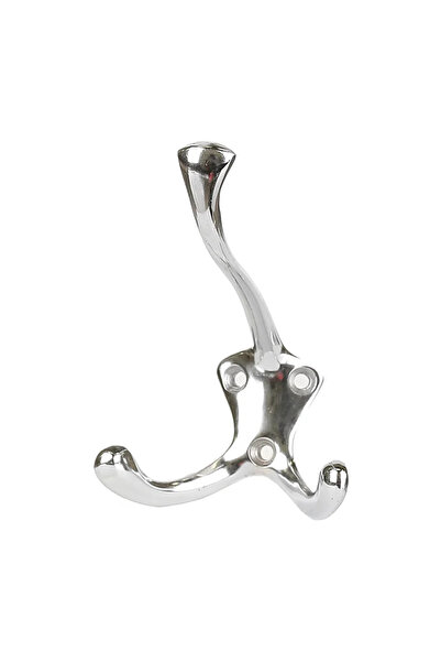 OEM Cuier perete, o agatatoare tripla, metal, 16 cm, argintiu