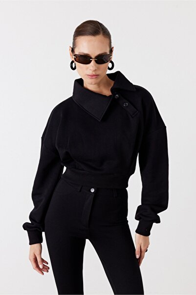 FACETTE Hanorac Pulse crop Negru